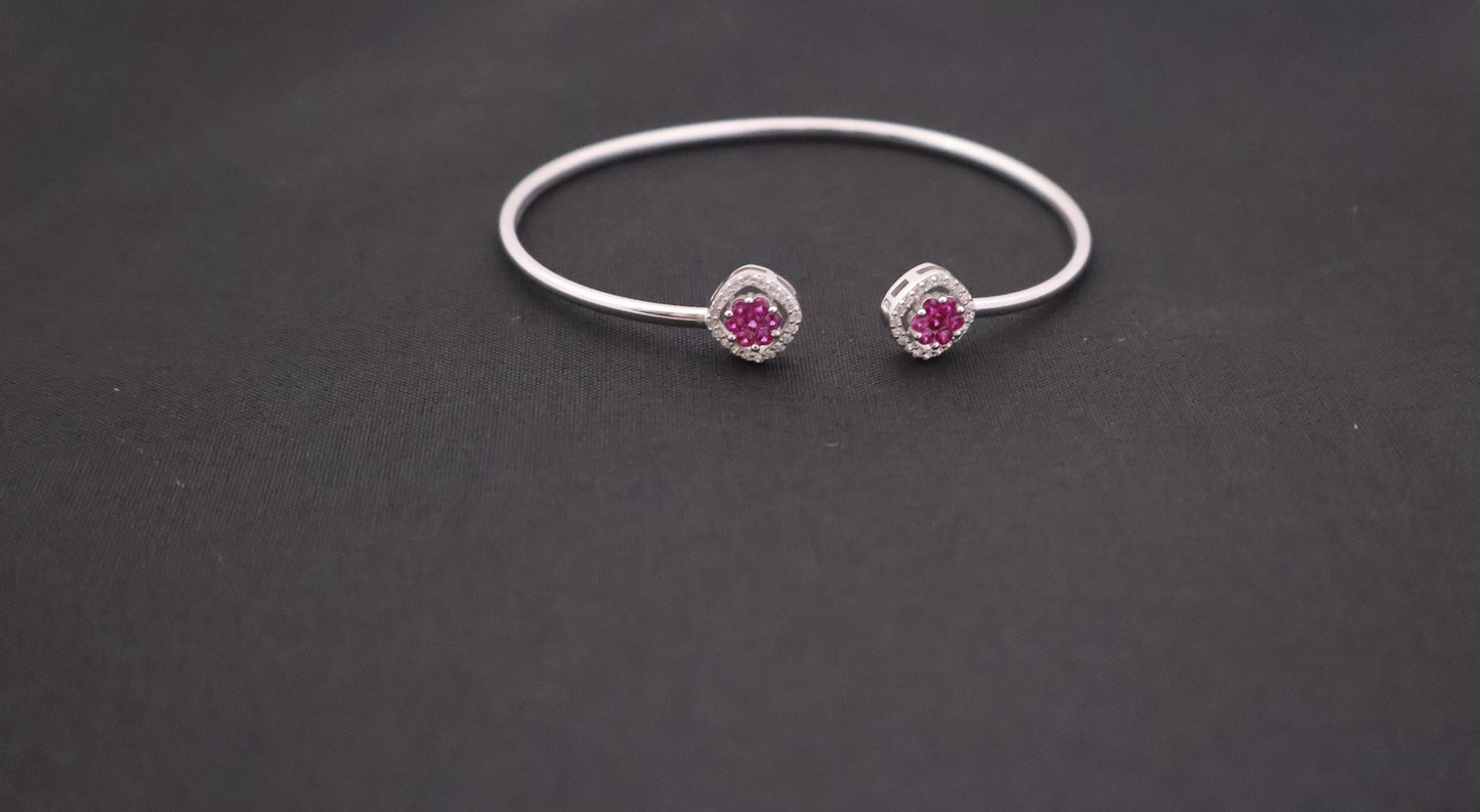 Cerise Gemstone Open Cuff Bracelet