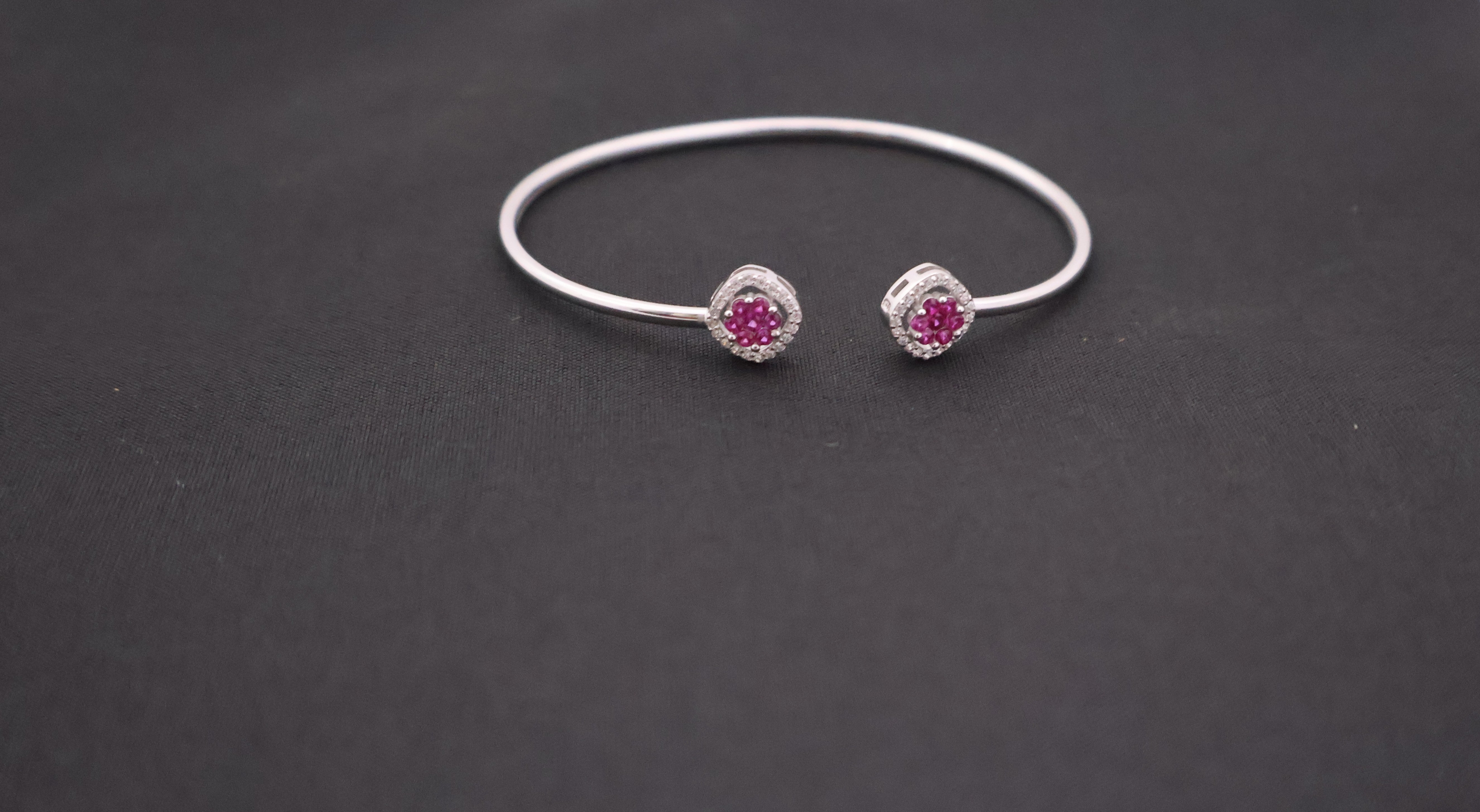 Cerise Gemstone Open Cuff Bracelet