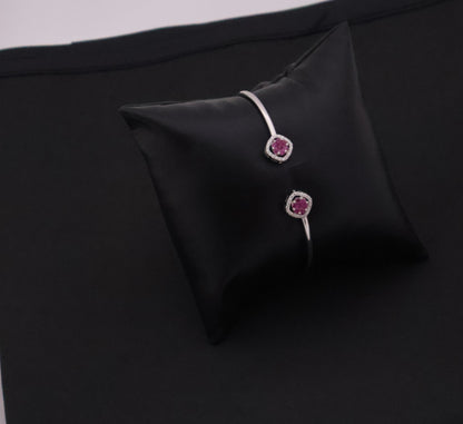 Cerise Gemstone Open Cuff Bracelet