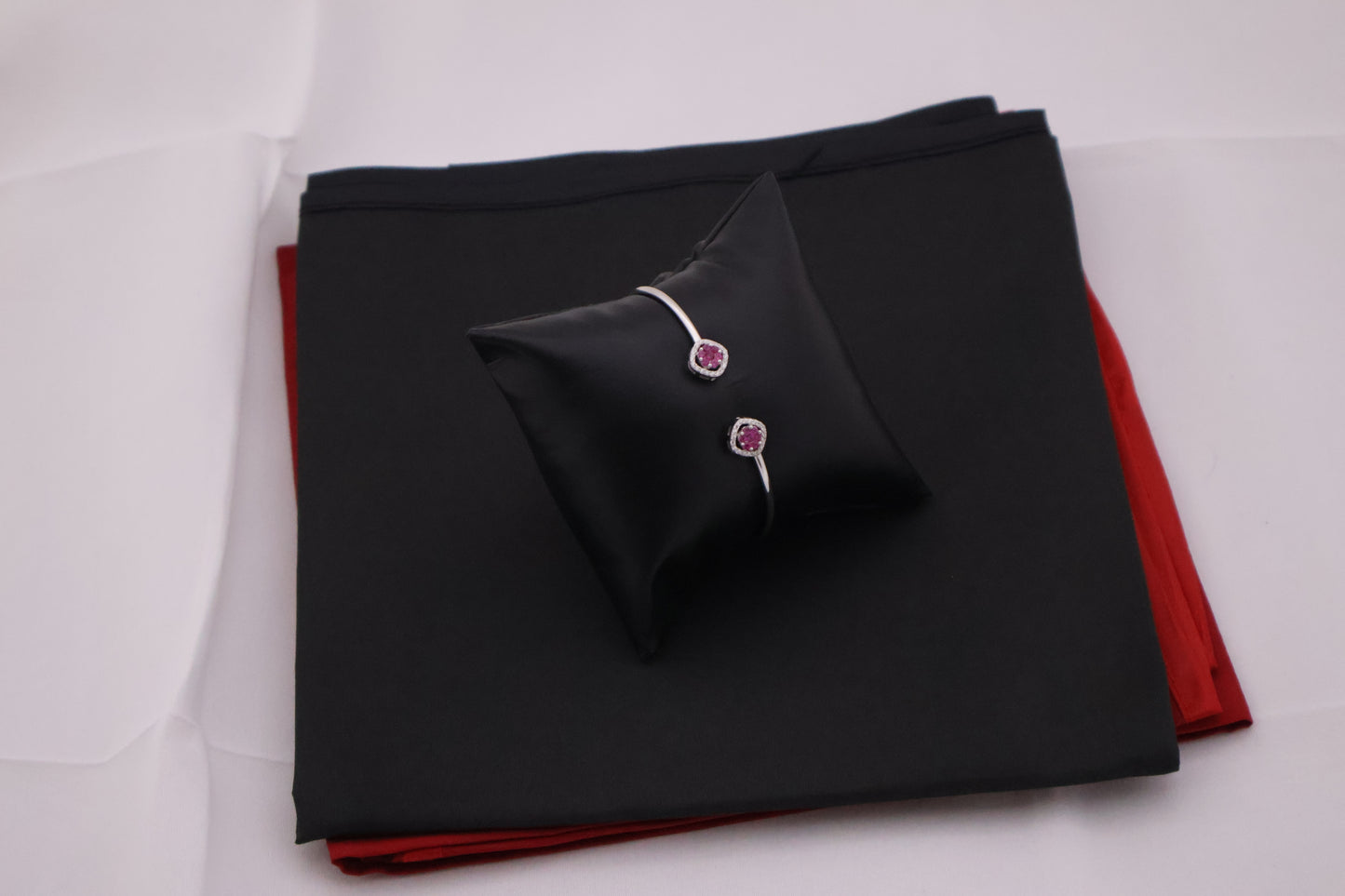 Cerise Gemstone Open Cuff Bracelet