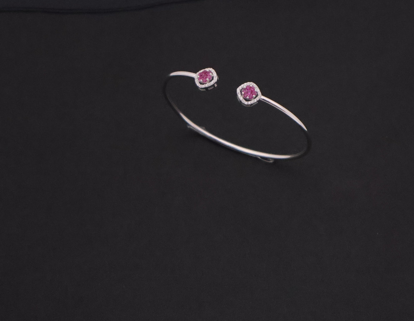Cerise Gemstone Open Cuff Bracelet