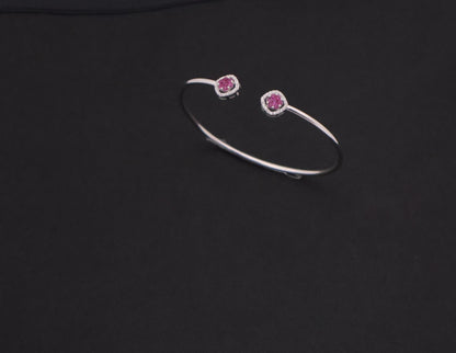 Cerise Gemstone Open Cuff Bracelet