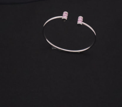 Iridescent Cylindrical End Open Cuff Bracelet