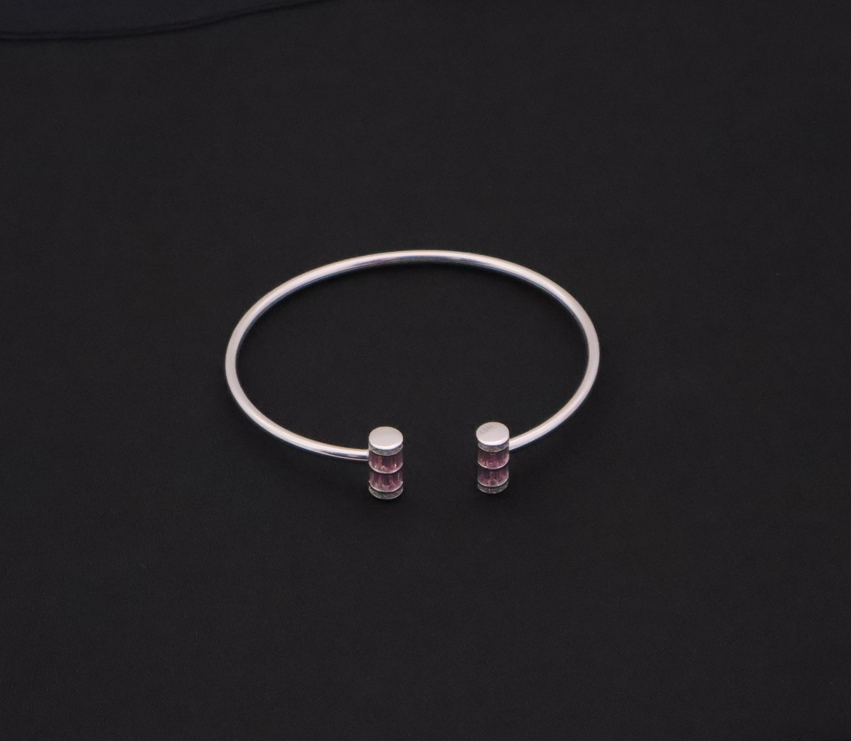 Iridescent Cylindrical End Open Cuff Bracelet
