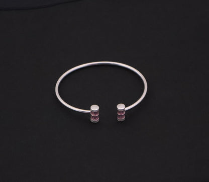 Iridescent Cylindrical End Open Cuff Bracelet