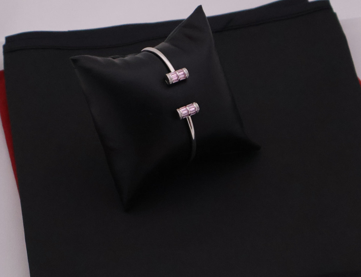 Iridescent Cylindrical End Open Cuff Bracelet