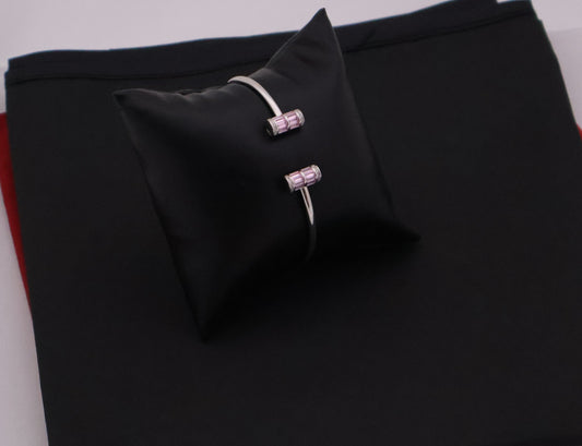Iridescent Cylindrical End Open Cuff Bracelet