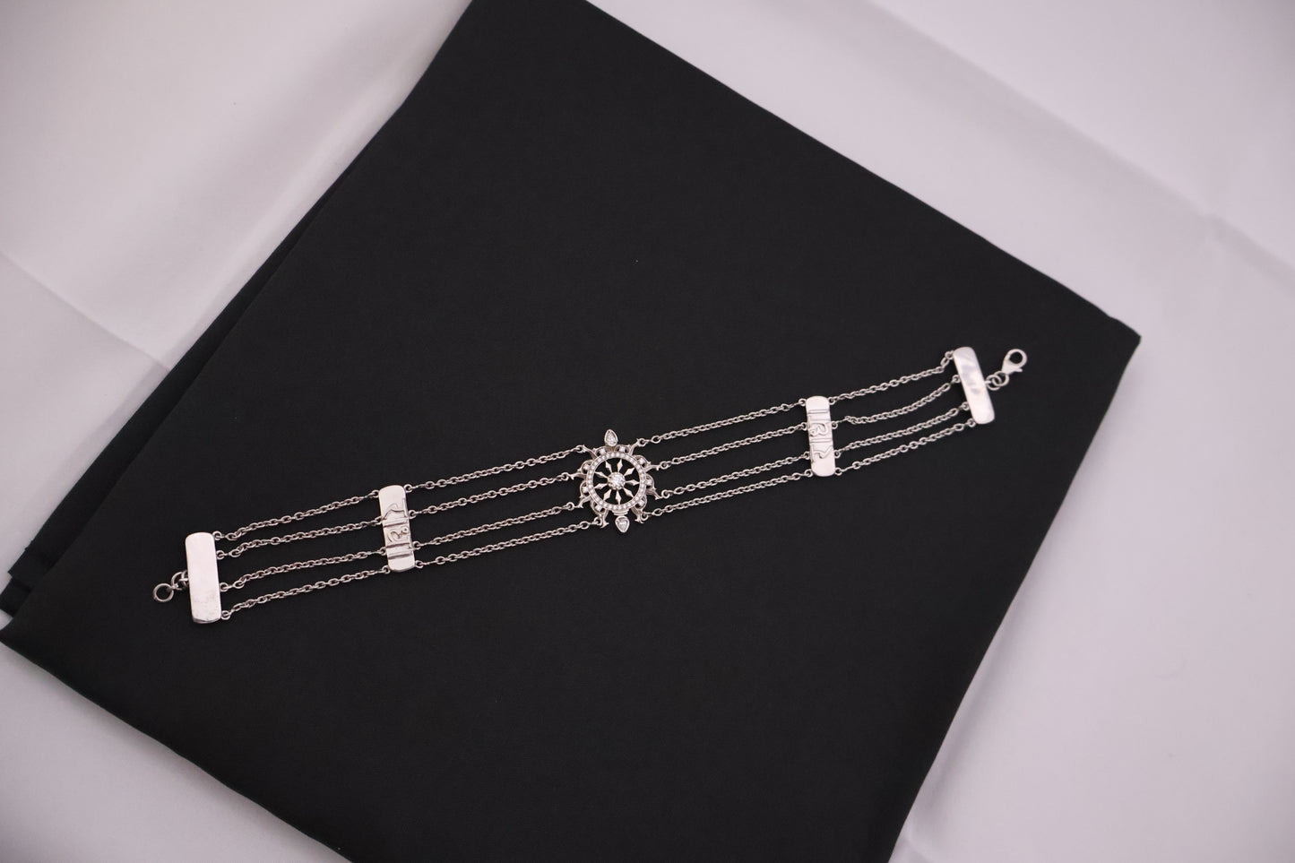 Elegant Multi-Strand Chakra Inspired Silver Bracelet