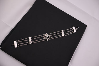 Elegant Multi-Strand Chakra Inspired Silver Bracelet