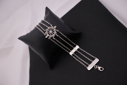 Elegant Multi-Strand Chakra Inspired Silver Bracelet