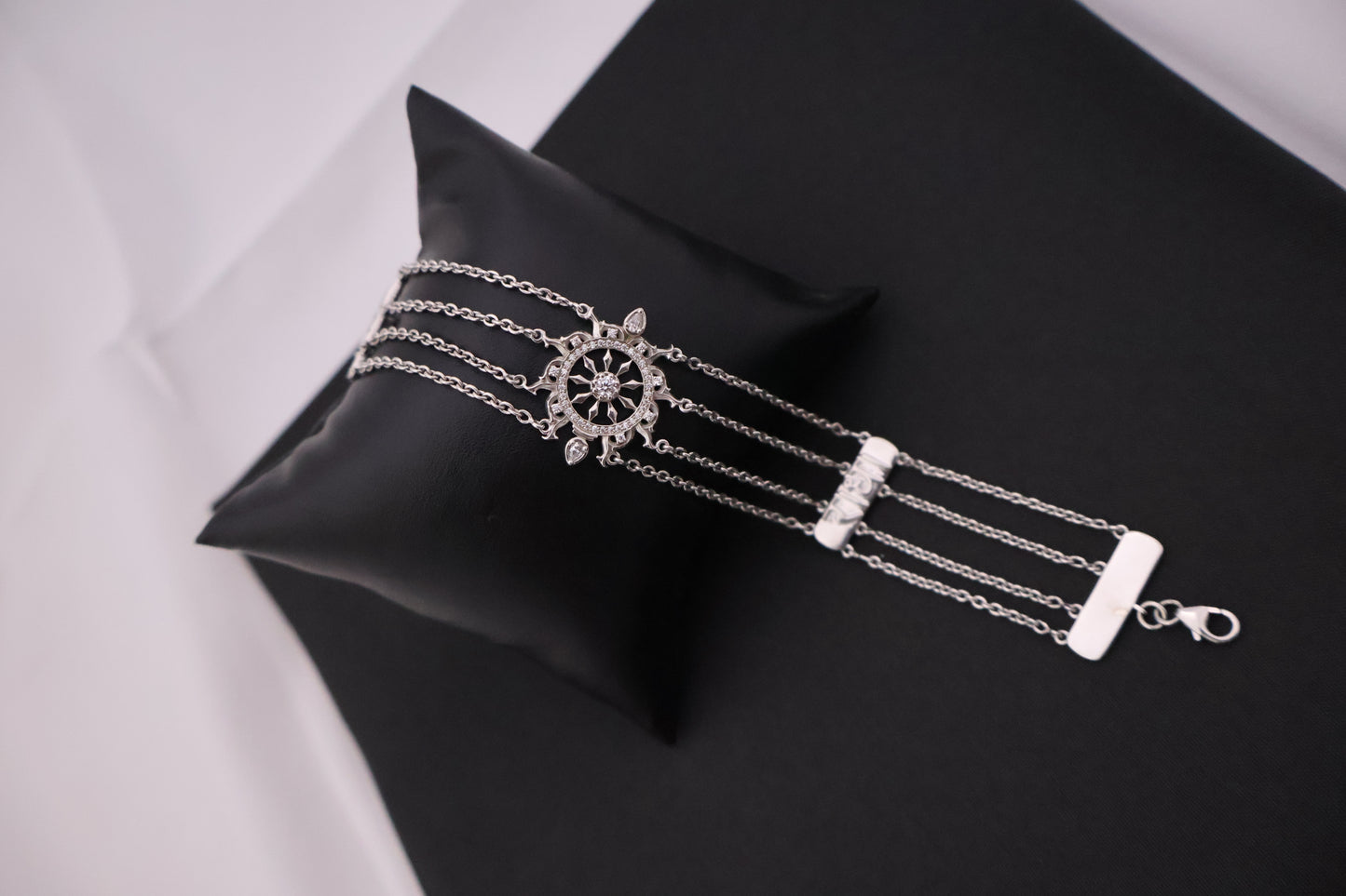 Elegant Multi-Strand Chakra Inspired Silver Bracelet