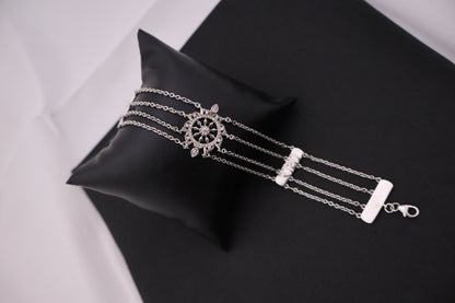 Elegant Multi-Strand Chakra Inspired Silver Bracelet