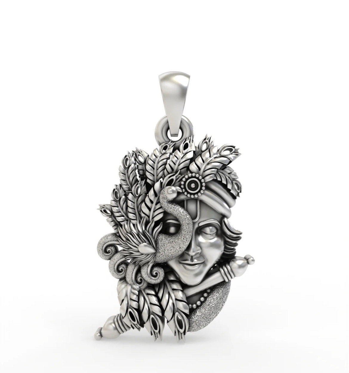 SILVER KRISHNA FACE PENDANT WITH PICKOCK