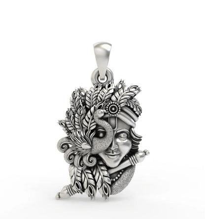 SILVER KRISHNA FACE PENDANT WITH PICKOCK