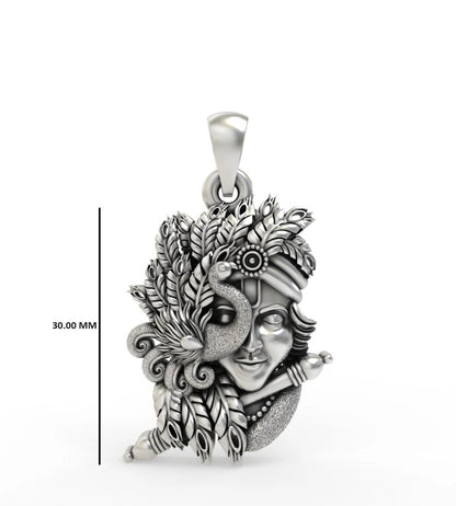 SILVER KRISHNA FACE PENDANT WITH PICKOCK