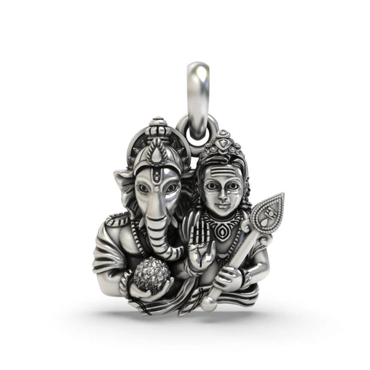 Divine Brothers Ganesha & Kartikeya Pendant