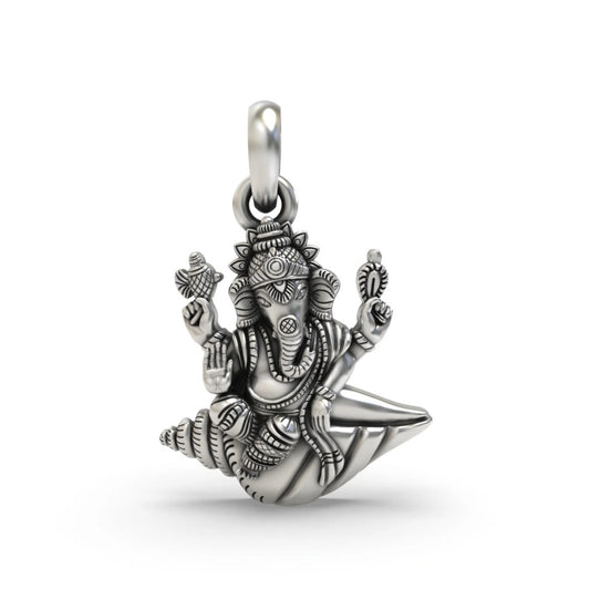 Ganesha on Conch Blessing Pendant