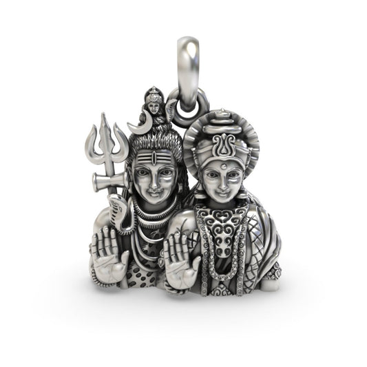 Divine Shiv Parvati Sterling Silver Pendant