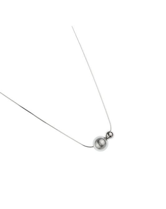 Minimalist Silver Ball Pendant Necklace