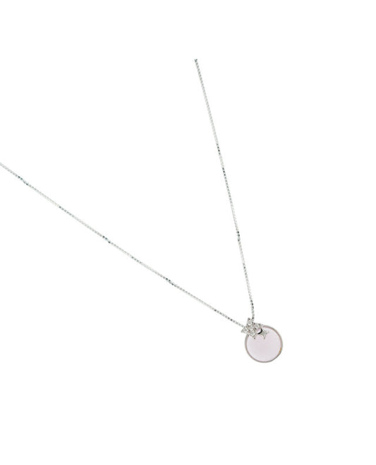 Silver Star Pink Stone Pendant Necklace