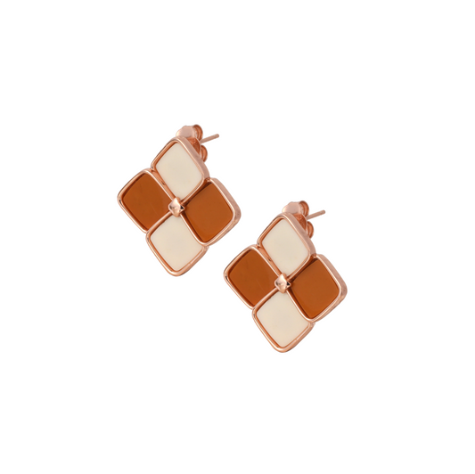 Enamel Stud Earrings – Orange