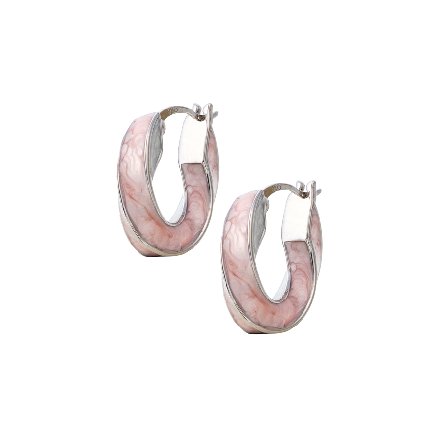 Pink Swirl Enamel Hoop Earrings