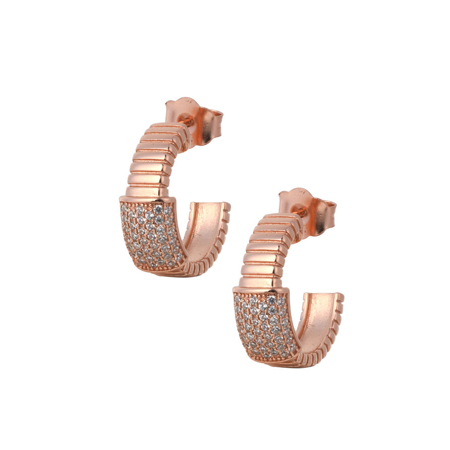 Textured Pave C-Hoops