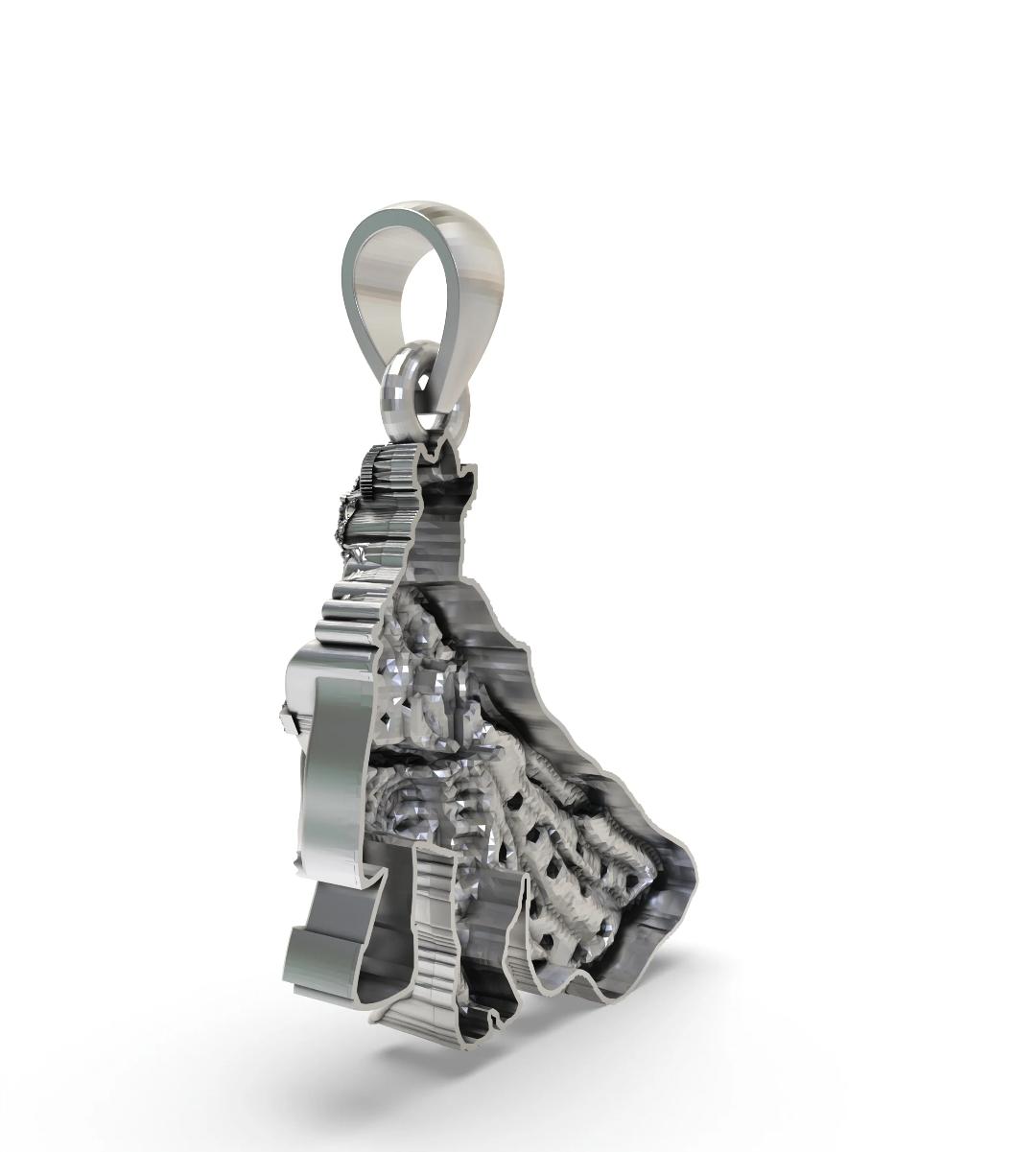 Handcrafted Antique Finish Sterling Silver Radha Krishna on Peacock Swing Pendant