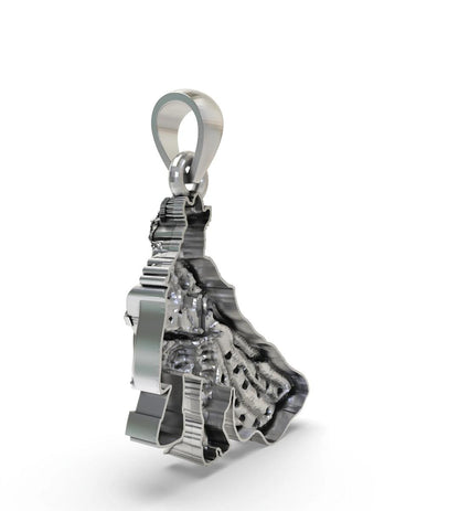 Handcrafted Antique Finish Sterling Silver Radha Krishna on Peacock Swing Pendant