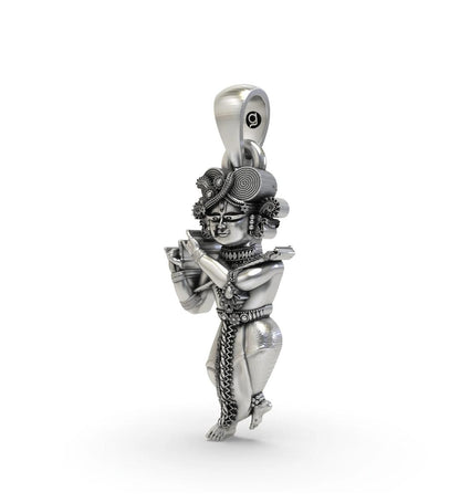 925  Oxidised Sterling Silver shri radha raman ji Pendant – Antique Finish Divine Jewelry