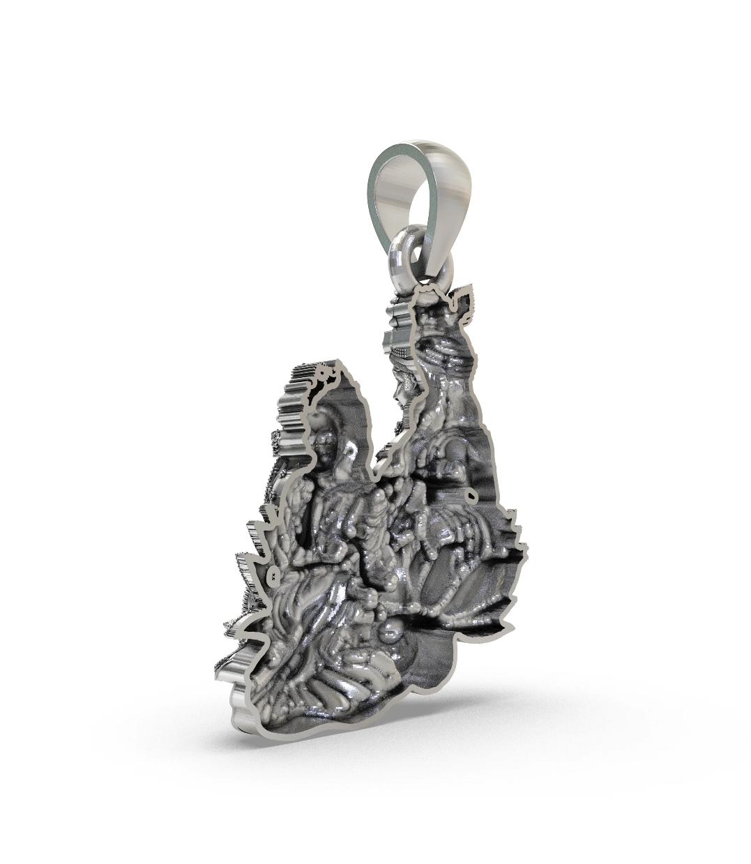 Antique Sterling Silver Radha Krishna Pendant | Divine Hindu Deity Oxidized Jewelry | Spiritual Love Symbol pendant Charm