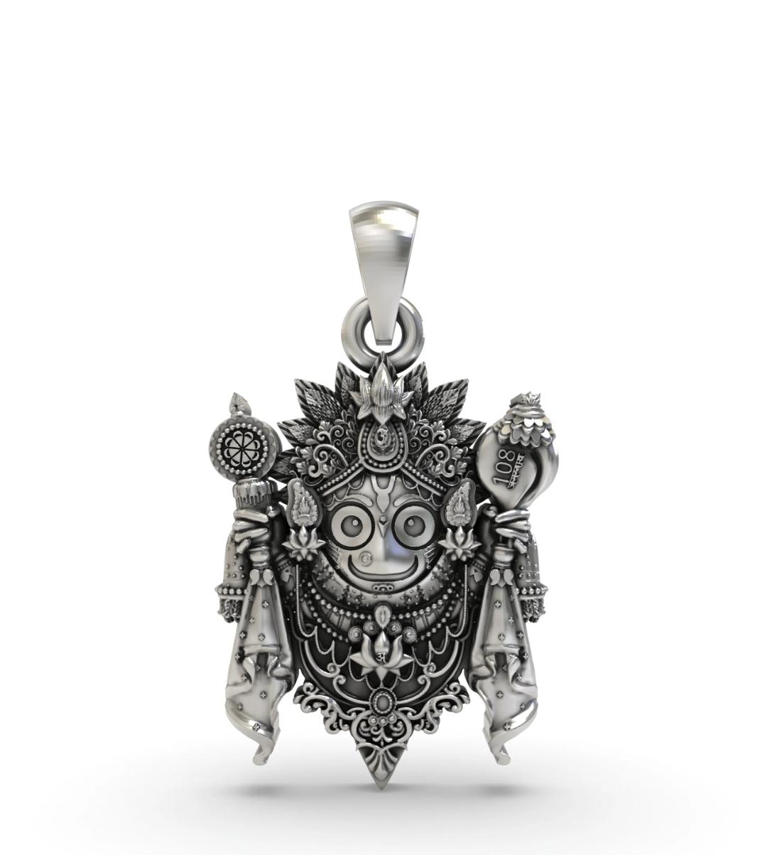 Divine Sri Jagannath 925 Silver Locket with Sudarshana Chakra & Shankha