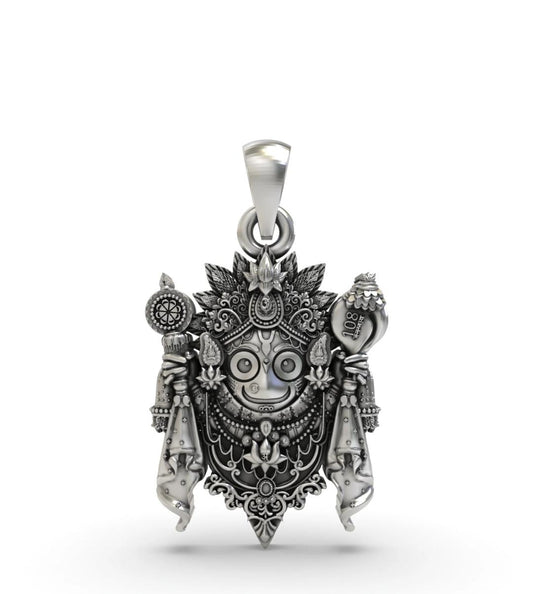 Divine Sri Jagannath 925 Silver Locket with Sudarshana Chakra & Shankha