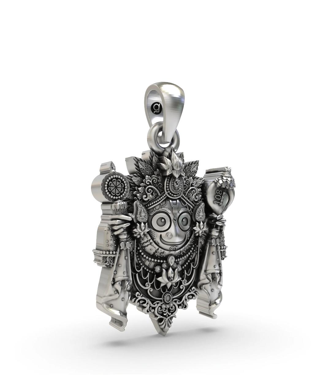 Divine Sri Jagannath 925 Silver Locket with Sudarshana Chakra & Shankha