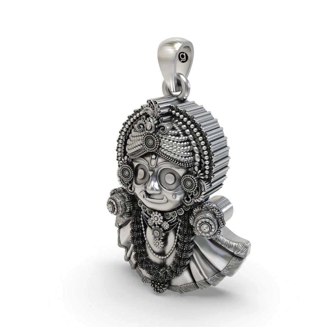Oxidized 925 Silver Lord Jagannath Pendant |