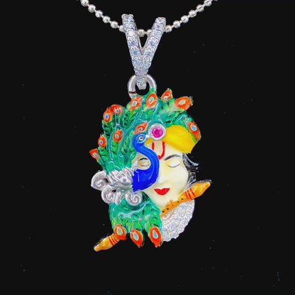 Krishna face with Peacock Pendant