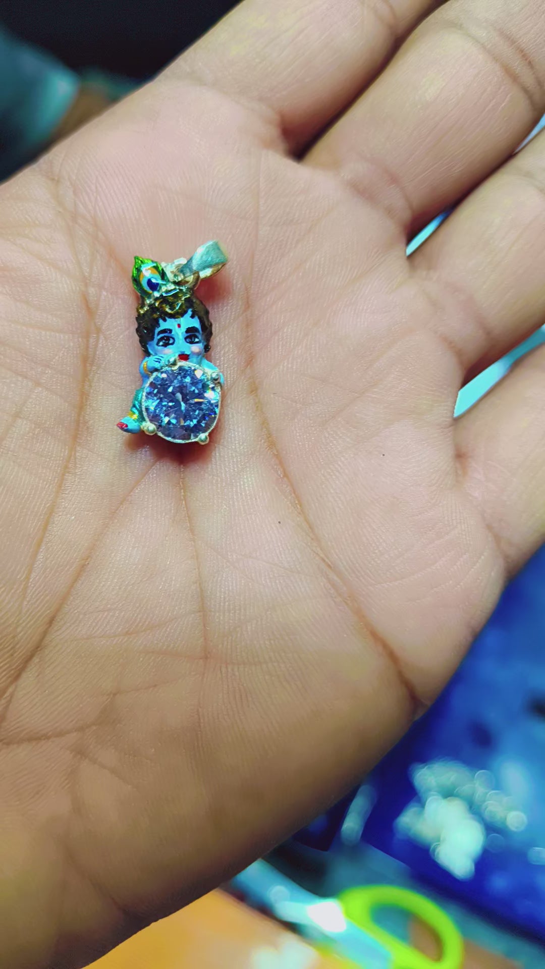 925 silver Laddu Gopal Ji and Wight diamond Pendant