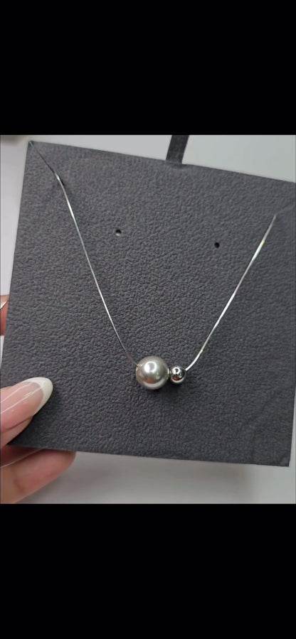 Minimalist Silver Ball Pendant Necklace