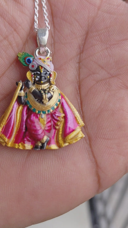 925 silver Shri Radha Raman ji new pink  pendant