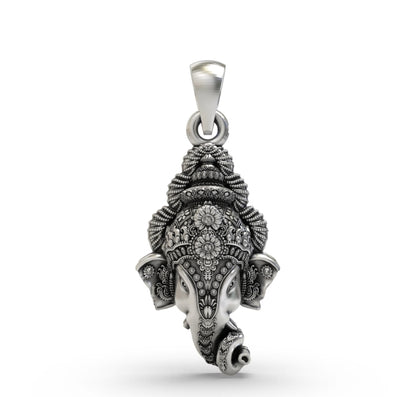 925 Sterling Silver Lord Ganesha Pendant – Antique Finish Oxidized Ganesha Idol Jewelry for Prosperity & Protection