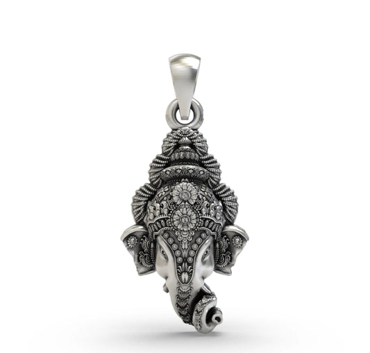 925 Sterling Silver Lord Ganesha Pendant – Antique Finish Oxidized Ganesha Idol Jewelry for Prosperity & Protection