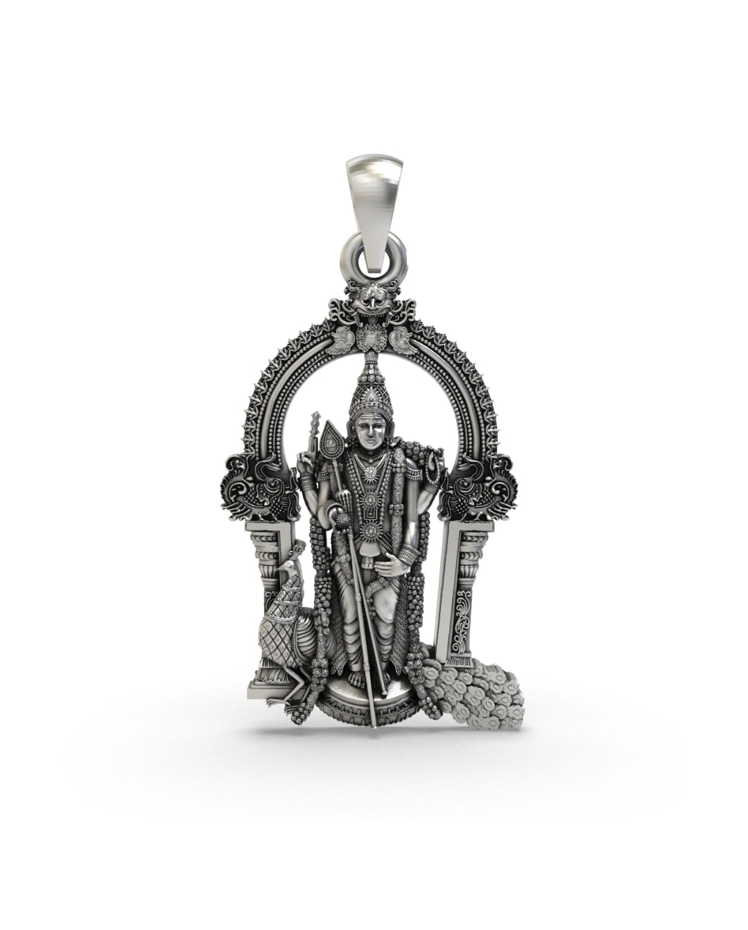 Silver Lord Murugan Religious Pendant