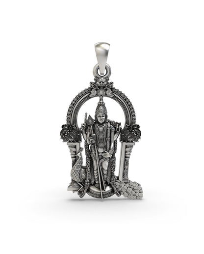 Silver Lord Murugan Religious Pendant