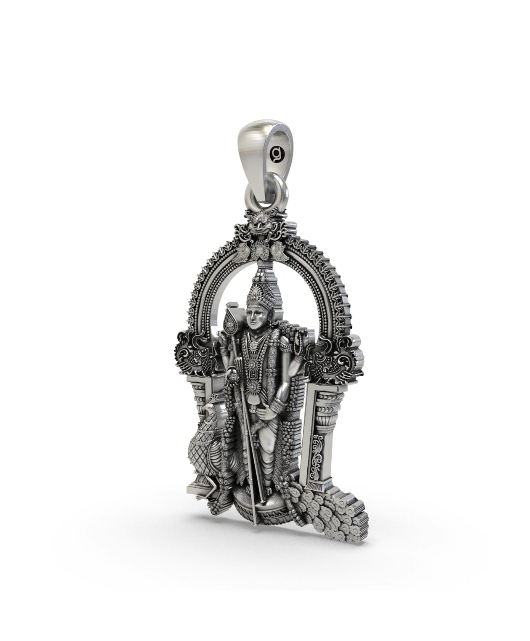 Silver Lord Murugan Religious Pendant