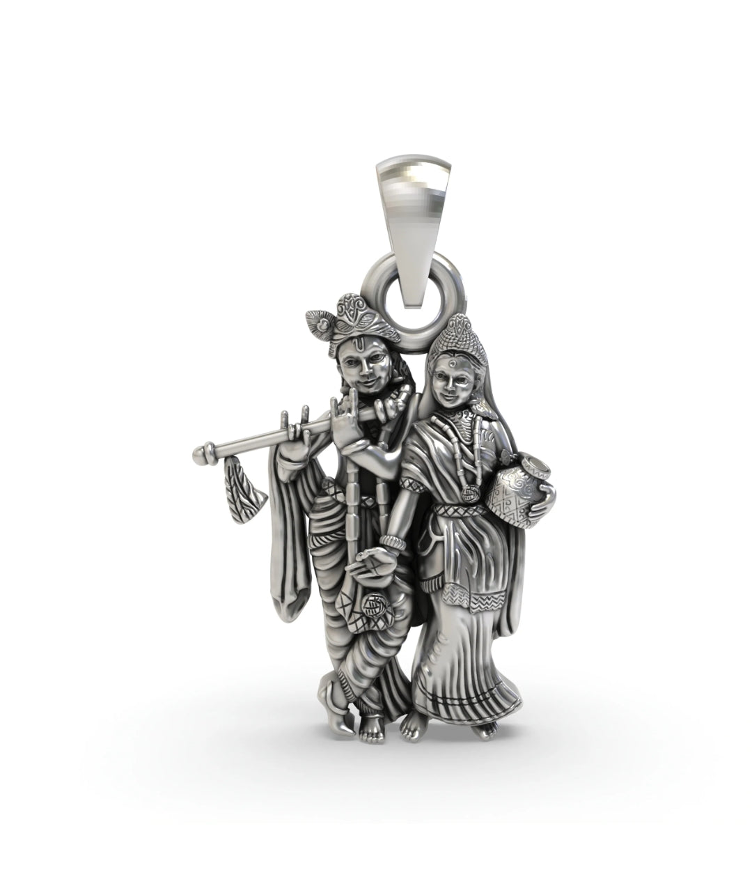 925 Radha Krishna Silver Pendant – Divine Love Oxidized Charm