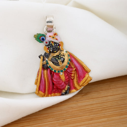 925 silver Shri Radha Raman ji new pink  pendant