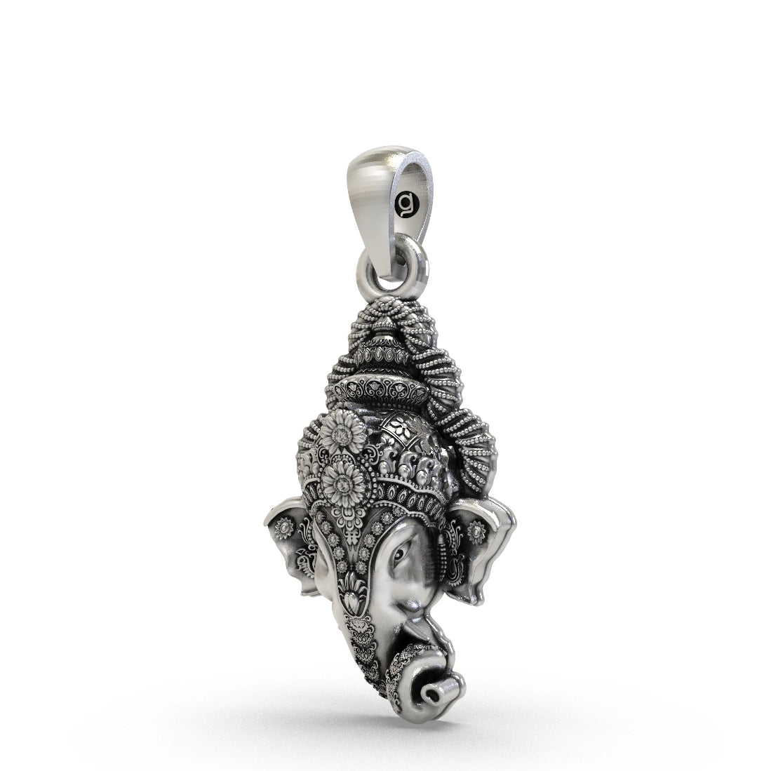 925 Sterling Silver Lord Ganesha Pendant – Antique Finish Oxidized Ganesha Idol Jewelry for Prosperity & Protection