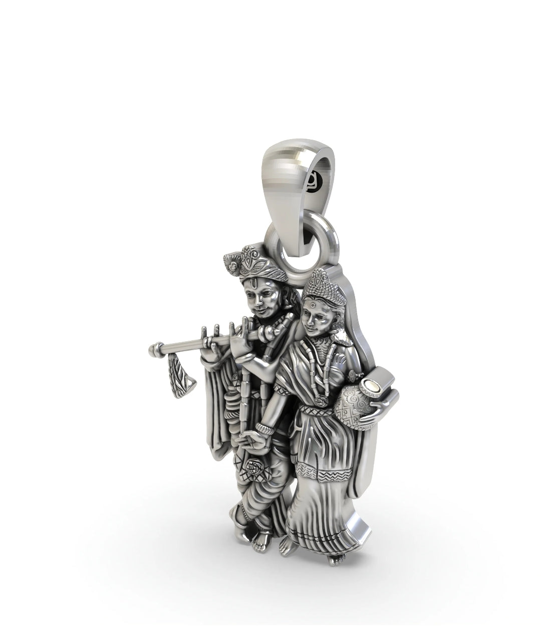 925 Radha Krishna Silver Pendant – Divine Love Oxidized Charm