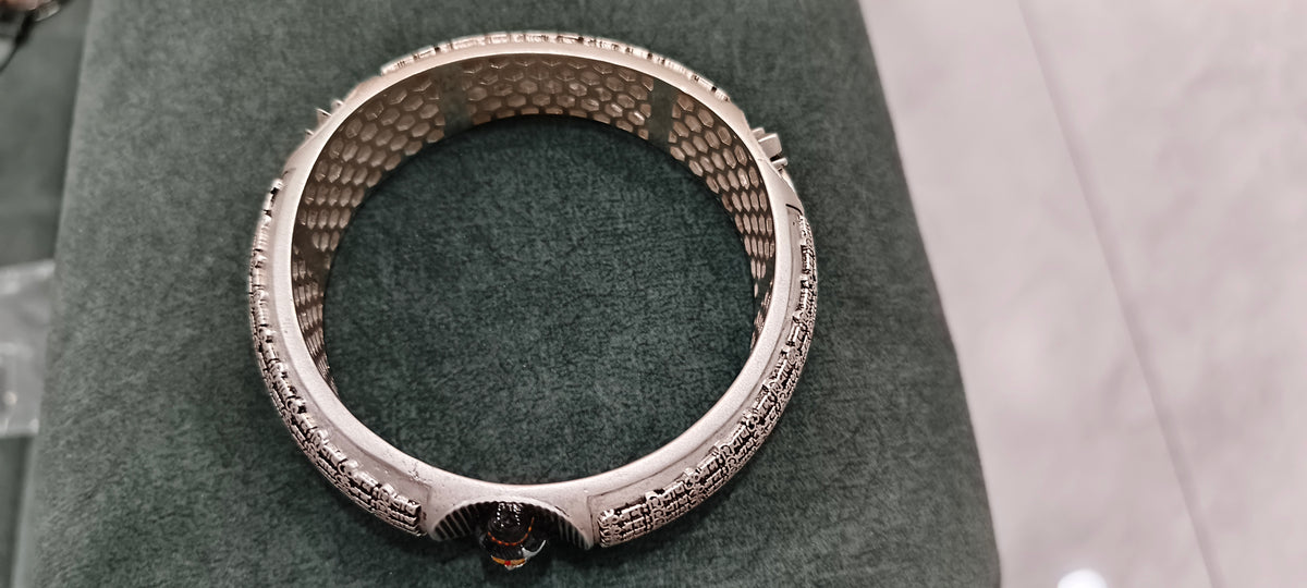 925 SILVER Lord Shiva "Om Namah Shivay" Engraved Silver Kada (Bracelet)