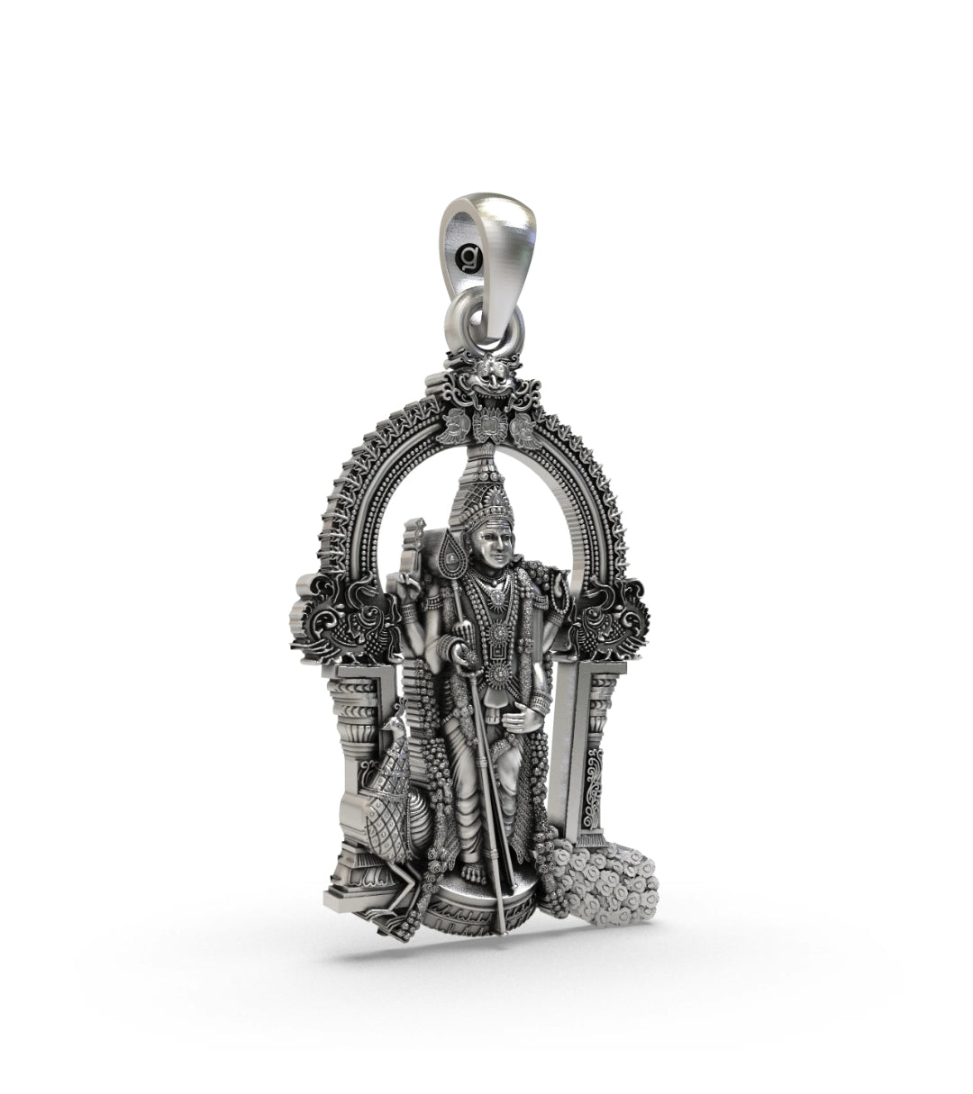 Silver Lord Murugan Religious Pendant